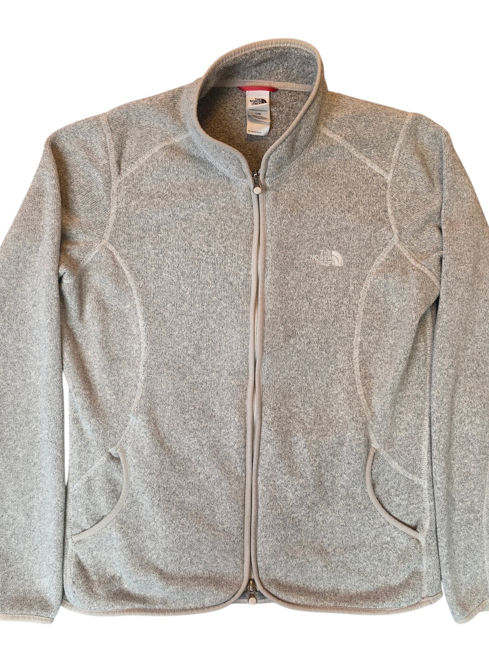 The North Face Women's Large Heathered Gray Knit Fleece Full-zip Jacket Gorpcore